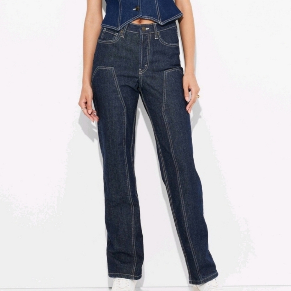 Women's High-Rise EasyRigid Straight Jeans - Wild Fable Blue Raw Wash Size 4